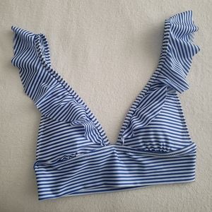 AERIE Striped Plunged Swimsuit Top XS